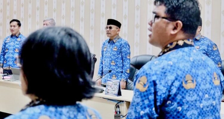 Bupati Simalungun Anton Achmad Saragih saat mengikuti entry meeting pemeriksaan LKPD yang digelar secara daring oleh Badan Pemeriksa Keuangan Republik Indonesia (BPK), Kamis (2/4/2026). Foto: Dinas Kominfo Simalungun
