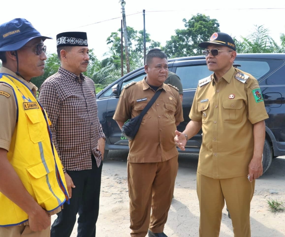 Bupati Simalungun Antin Achmad Saragih saat meninjau kondisi ruas jalan di Nagori Bandar Tinggi, Kecamatan Bandar Masilam, Selasa (9/6/2026). Foto: dokumen Dinas Kominfo Simalungun