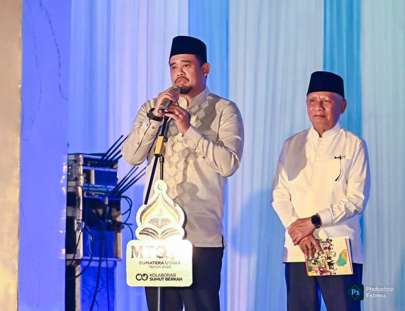 Bobby Nasution dan H Surya saat membuka MTQ ke-40 di Lap Astaka, Deliserdang. (Kominfo Sumut Dok)