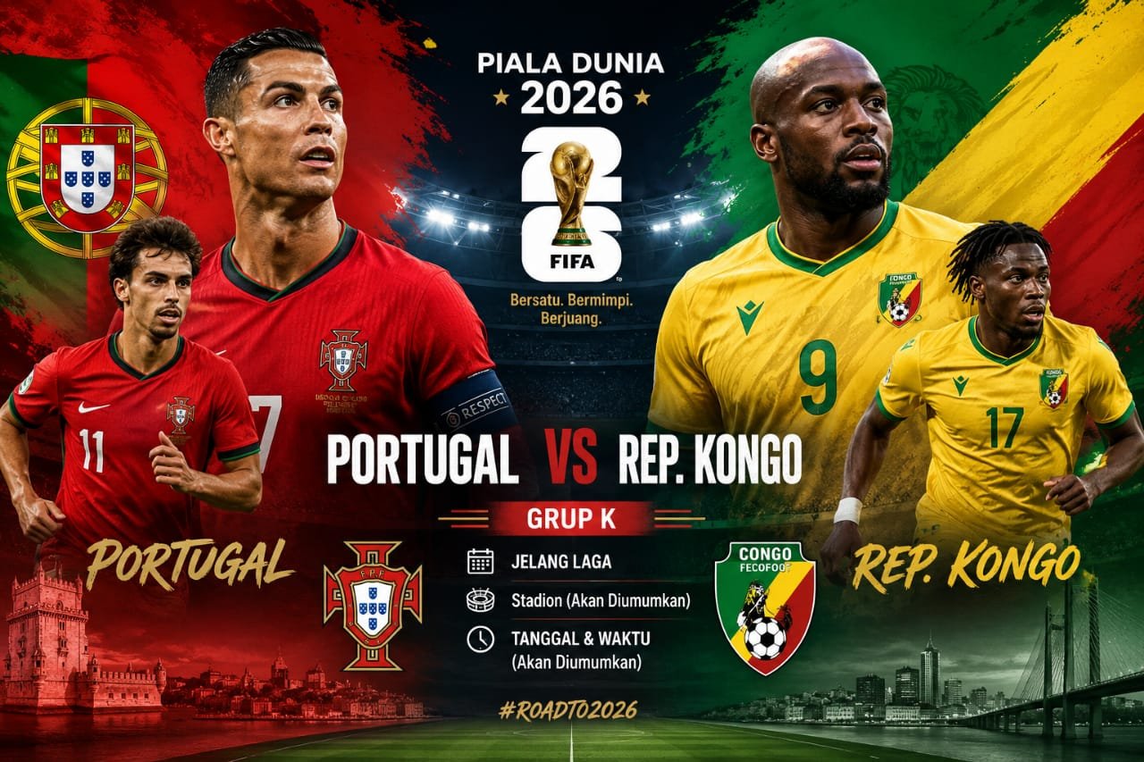 Head to head Portugal versus Rep Kongo di Grup K Piala Dunia 2026. (Ist)