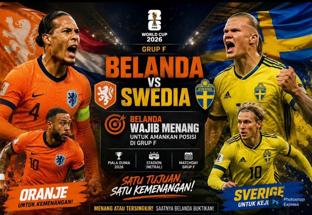Duel hidup mati Belanda versus Swedia di Grup F Piala Dunia 2026. (Ist)
