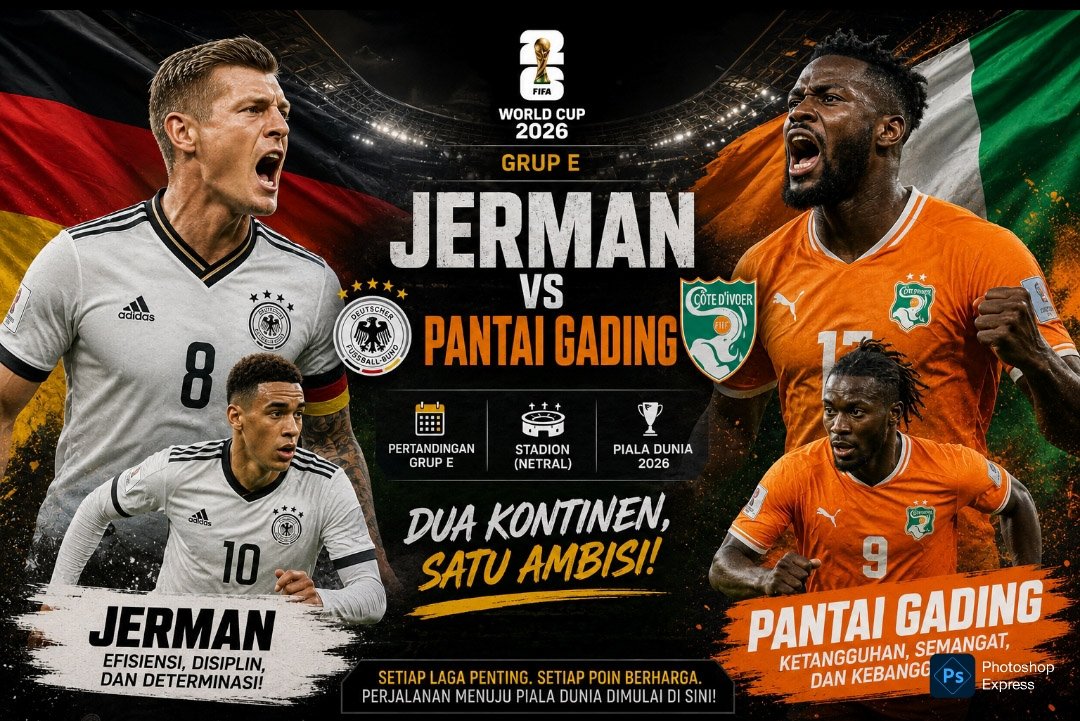 Jerman versus Pantai Gading akan berlangsung malam ini. (Foto : Chat Gpt)