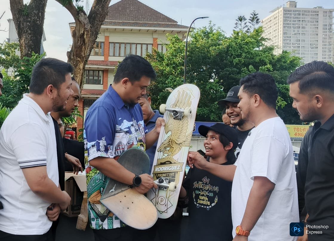 Bobby Nasution menghadiri GO Skateboarding Day North Sumatera 2026 di Lapangan Merdeka Medan. (Ist)