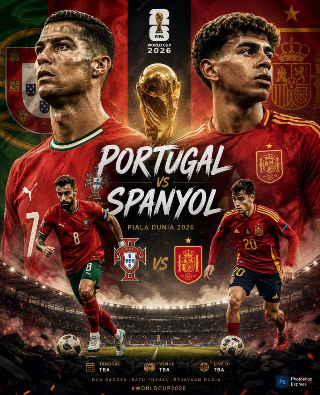 Head to head jelang laga Spanyol versus Portugal di Piala Dunia. (Kitamedan.com)