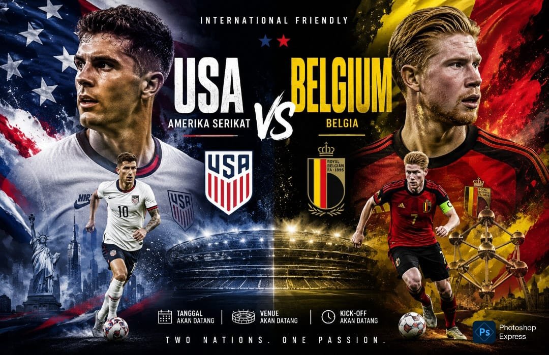 Preview jelang laga AS versus Belgia di Piala Dunia 2026. (Kitamedan.com)