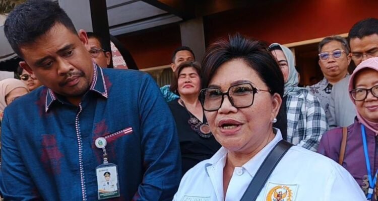 Evita Nursanty didampingi Bobby Nasution di PRSU. (Ist)