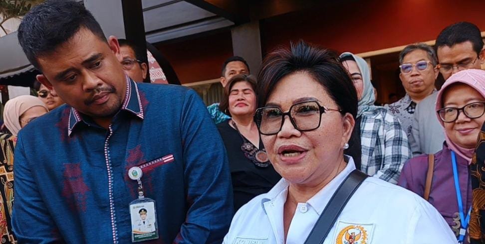 Evita Nursanty didampingi Bobby Nasution di PRSU. (Ist)