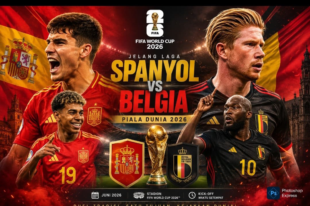 Spanyol akan berhadapan dengan Belgia di babak perempat final Piala Dunia 2026. (Kitamedan.com)