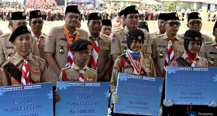 Bobby Nasution tutup Jamdasu XI, hadiahi 19 petugas upacara berangkat ke Jamnas 2026. (Kominfo Sumut Dok)