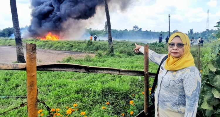 Kebakaran terjadi di area kolam limbah Pabrik Kelapa Sawit (PKS) PTPN IV Kebun Dolok Ilir, Kecamatan Dolok Ilir, Kabupaten Simalungun, Jumat (4/9/2026).Foto: Dinas Kominfo Simalungun