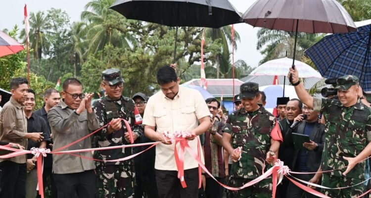 Bobby Afif Nasution resmikan Jembatan Armco Kombinasi Bailey (Modulator Tiper-21) di Desa Parjalihotan Kecamatan Pinangsori, Kabupaten Tapanuli Tengah. (Kominfo Sumut Dok)