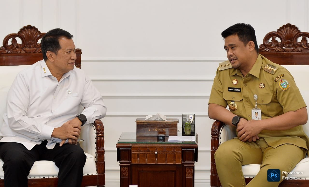 Bobby Nasution menerima kunjungan kerja Wakil Menteri Pendayagunaan Aparatur Negara dan Reformasi Birokrasi Purwadi Arianto. (Kominfo Sumut Dok)